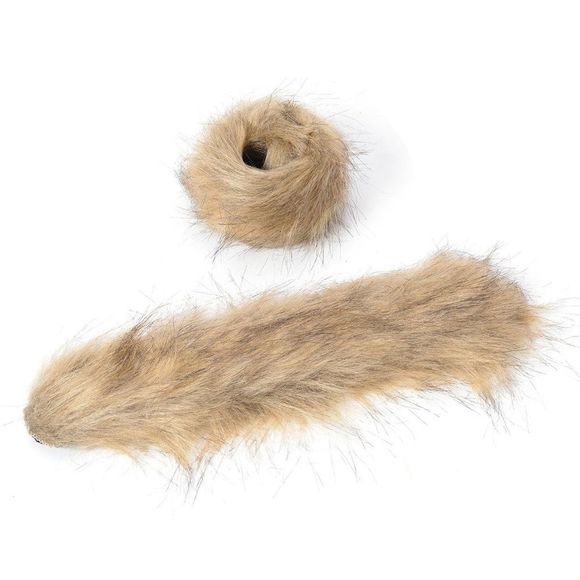 Camel Faux Fur Pom Pom Key Chain, Pair Boot Cuffs - Picture 3 of 6